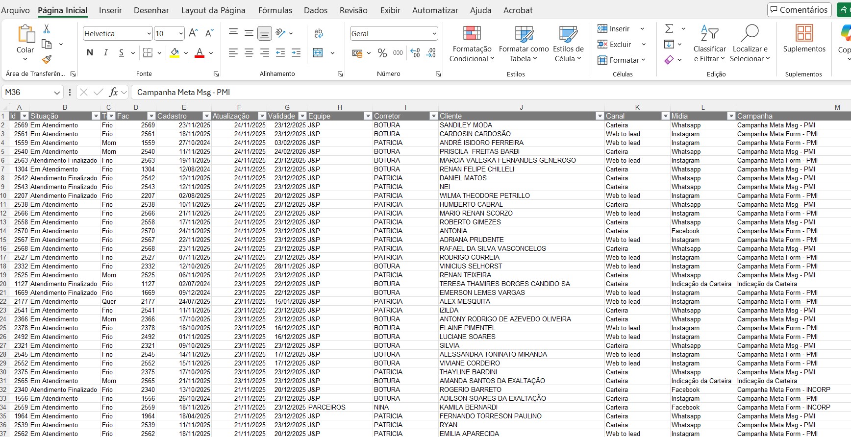 Controle de Leads e Marketing em planilha simples